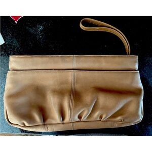 Vintage 70/80s Levi Strauss Leathers Brown Leather Wristlet Clutch Strap Hinged